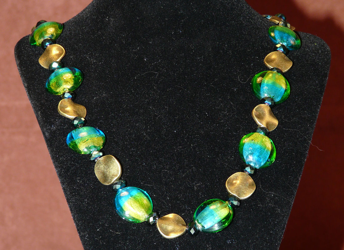 Blue and Green Glass Necklace
